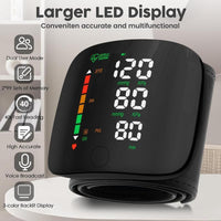 Wrist Blood Pressure Monitor, Rechargeable Blood Pressure Monitor for Home Use, LED Display, Voice Broadcast, Wrist Measuring Instrument, Touch Screen Wrist Blood Pressure Cuff, 99X2 Reading Memory Wrist Blood Pressure Monitor, with Carrying Case.